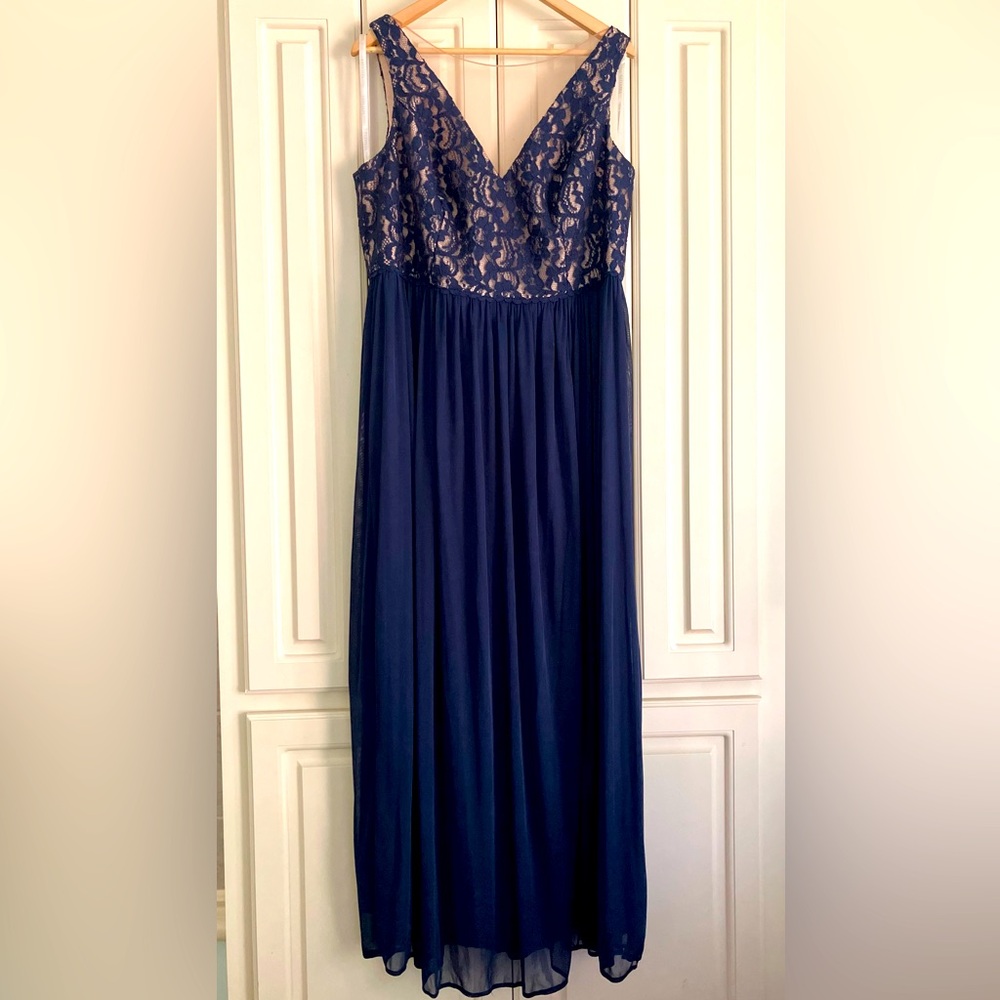 David's Bridal Navy Blue Lace Wedding Dress